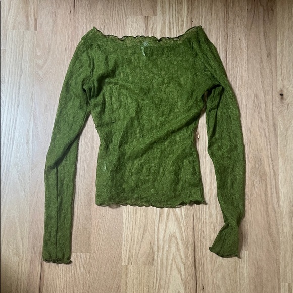Urban Outfitters Green Sheer Lace Top - Picture 3 of 6